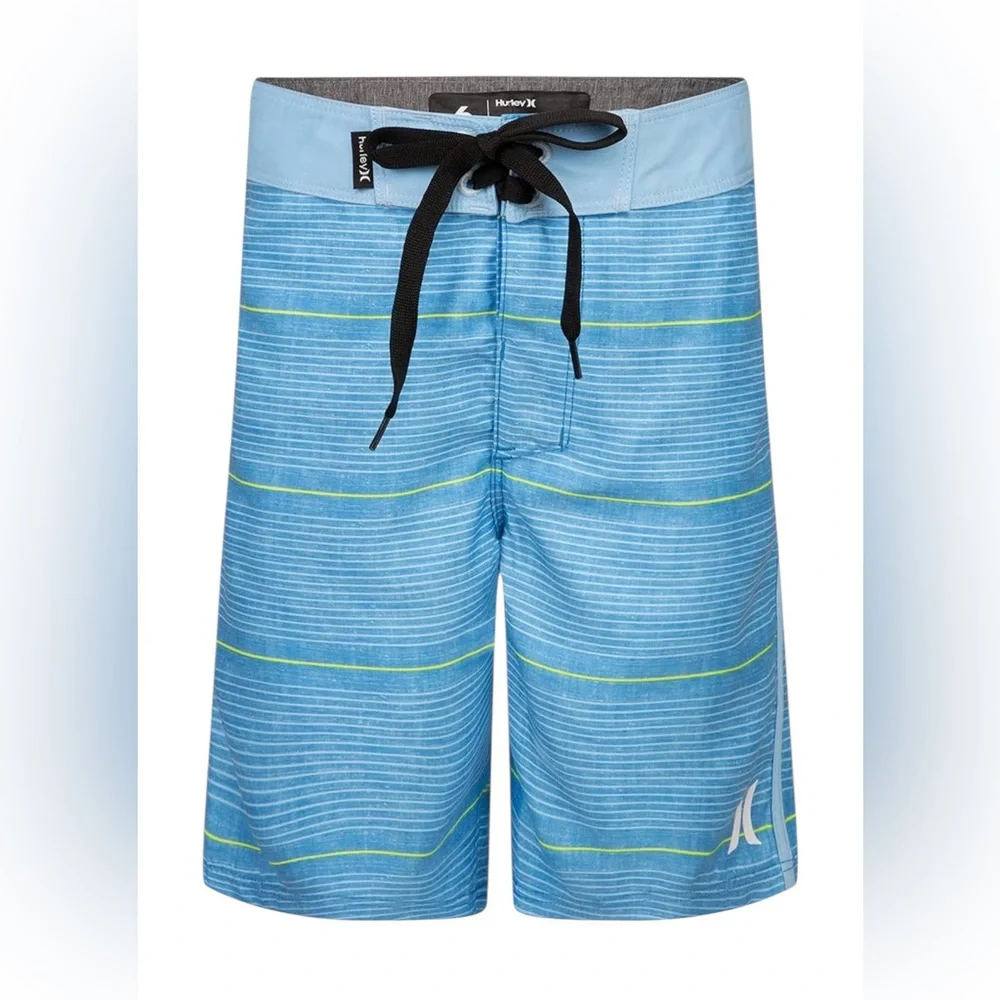 Hurley Indo Blue Striped Board Shorts Swim Trunks Boys Size 10/25